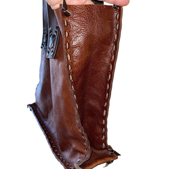 115776_s24-08__88311.  Artisan Handmade Womens Tote Bag Brown Leather Adjustable Straps Stitched